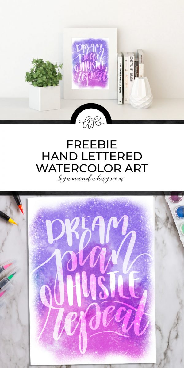 Hand Lettered Printable Watercolor Art | By Amanda Kay