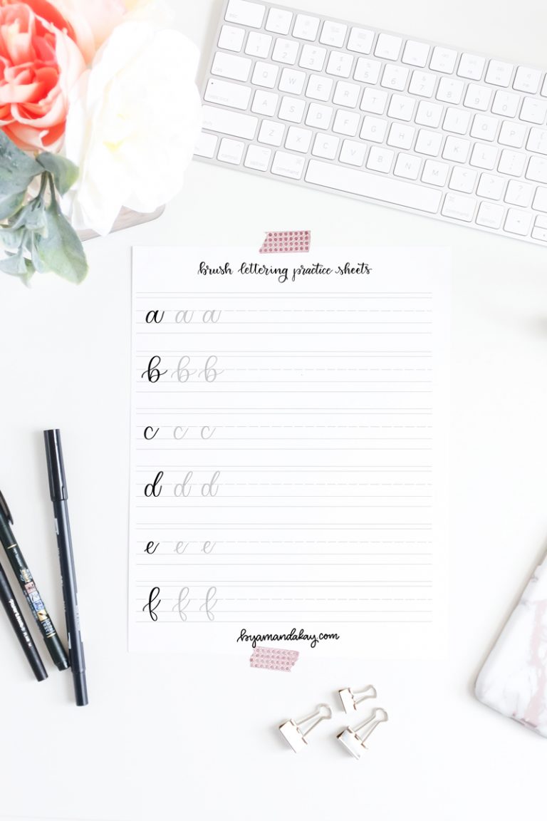 Free Brush Lettering Practice Sheets | By Amanda Kay