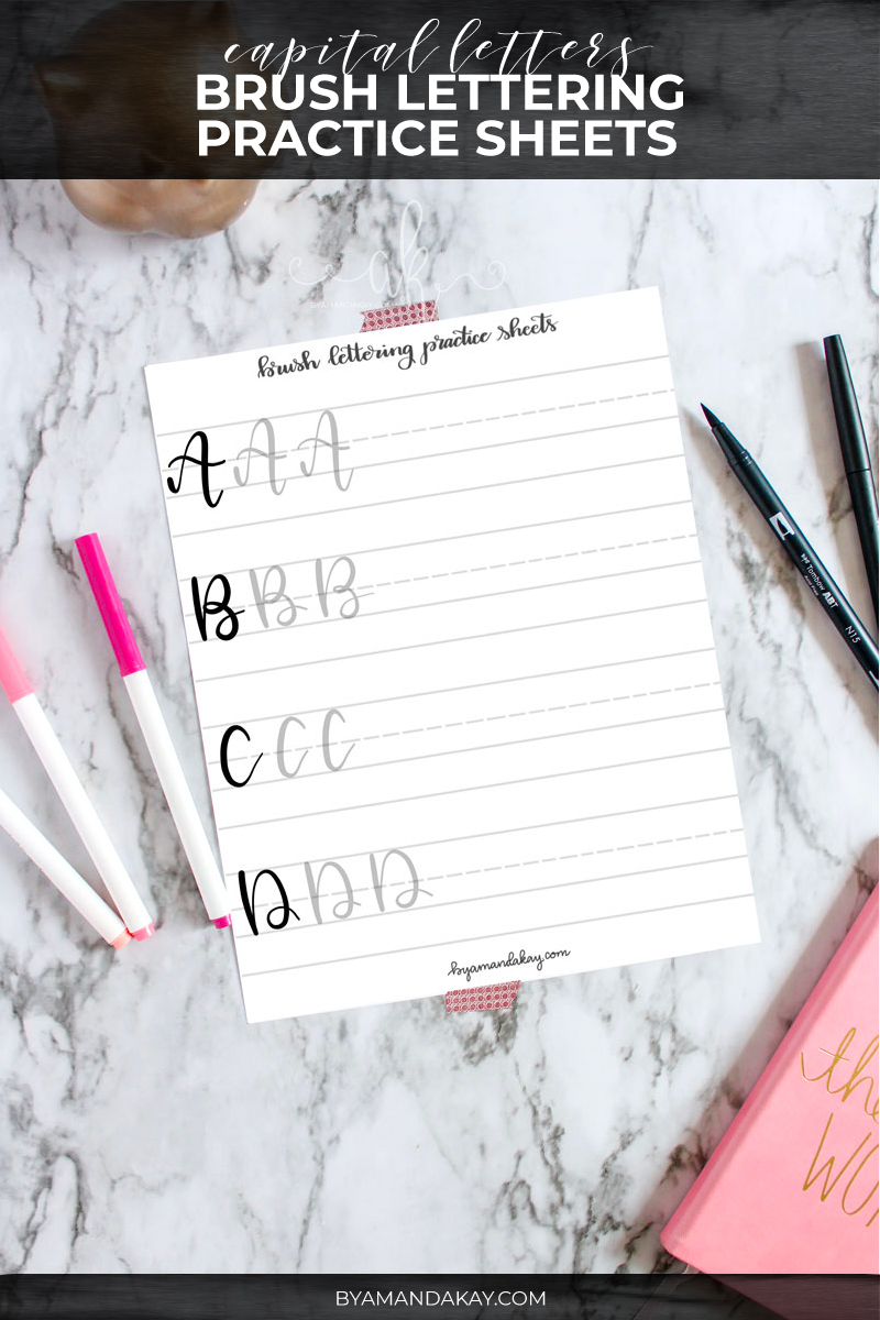 free uppercase brush lettering practice sheets