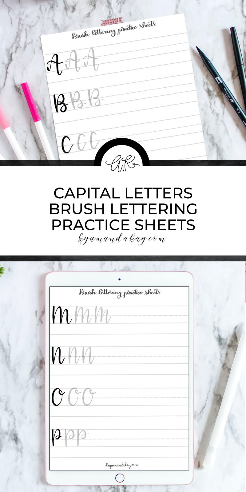pinterest image for uppercase letters practice sheets