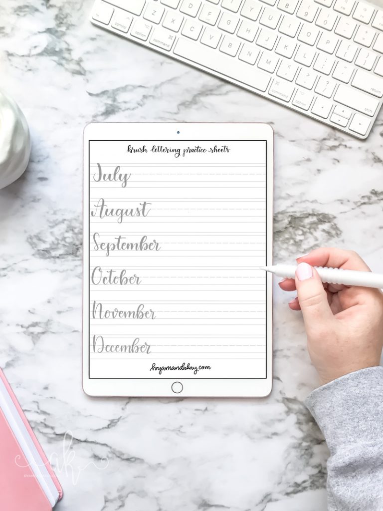 Free Months of the Year Brush Lettering Practice Sheets