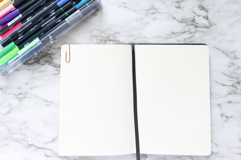 Blank dot grid journal with brush pens