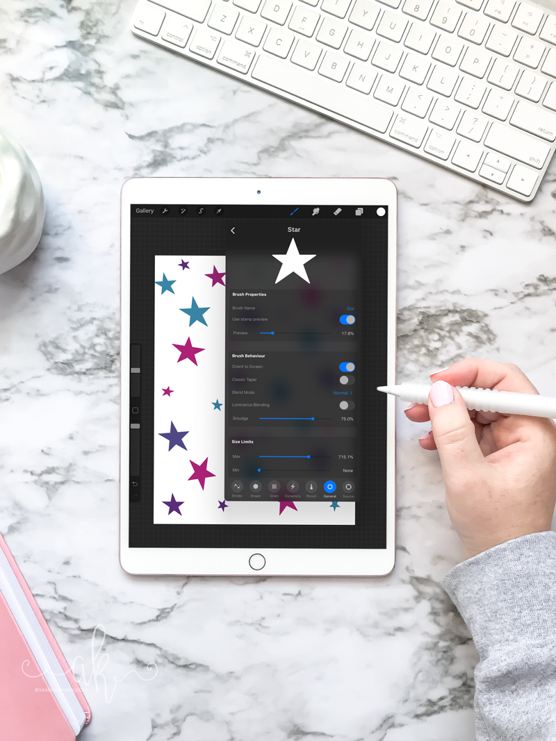 Preview of new star stamp in the Procreate app
