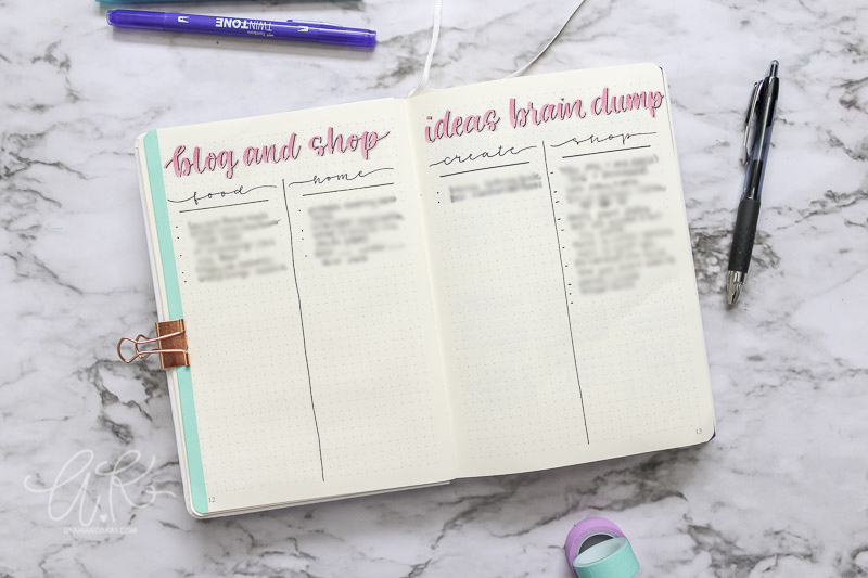 Master list of blog post ideas tracker in bullet journal