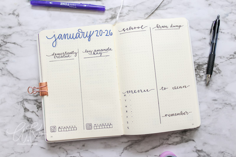 weekly to do list bullet journal spread for January