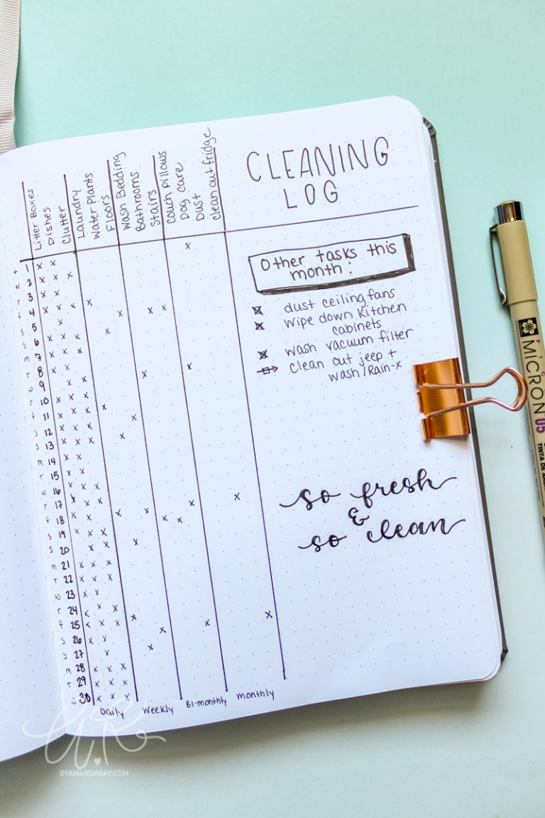 Bullet Journal Cleaning Schedule Ideas By Amanda Kay