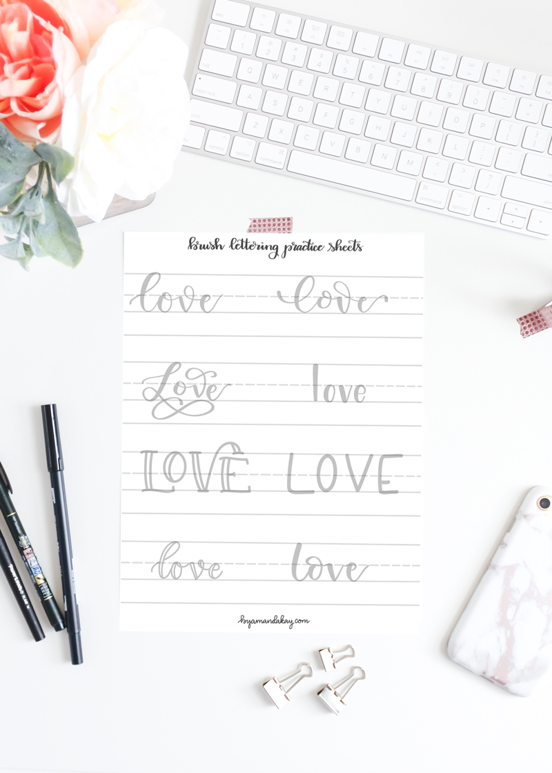 Love Words Lettering Practice Sheets