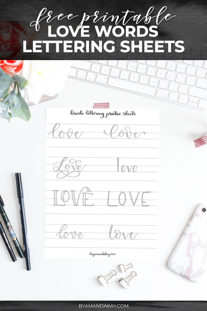 Love words free printable practice sheets cover