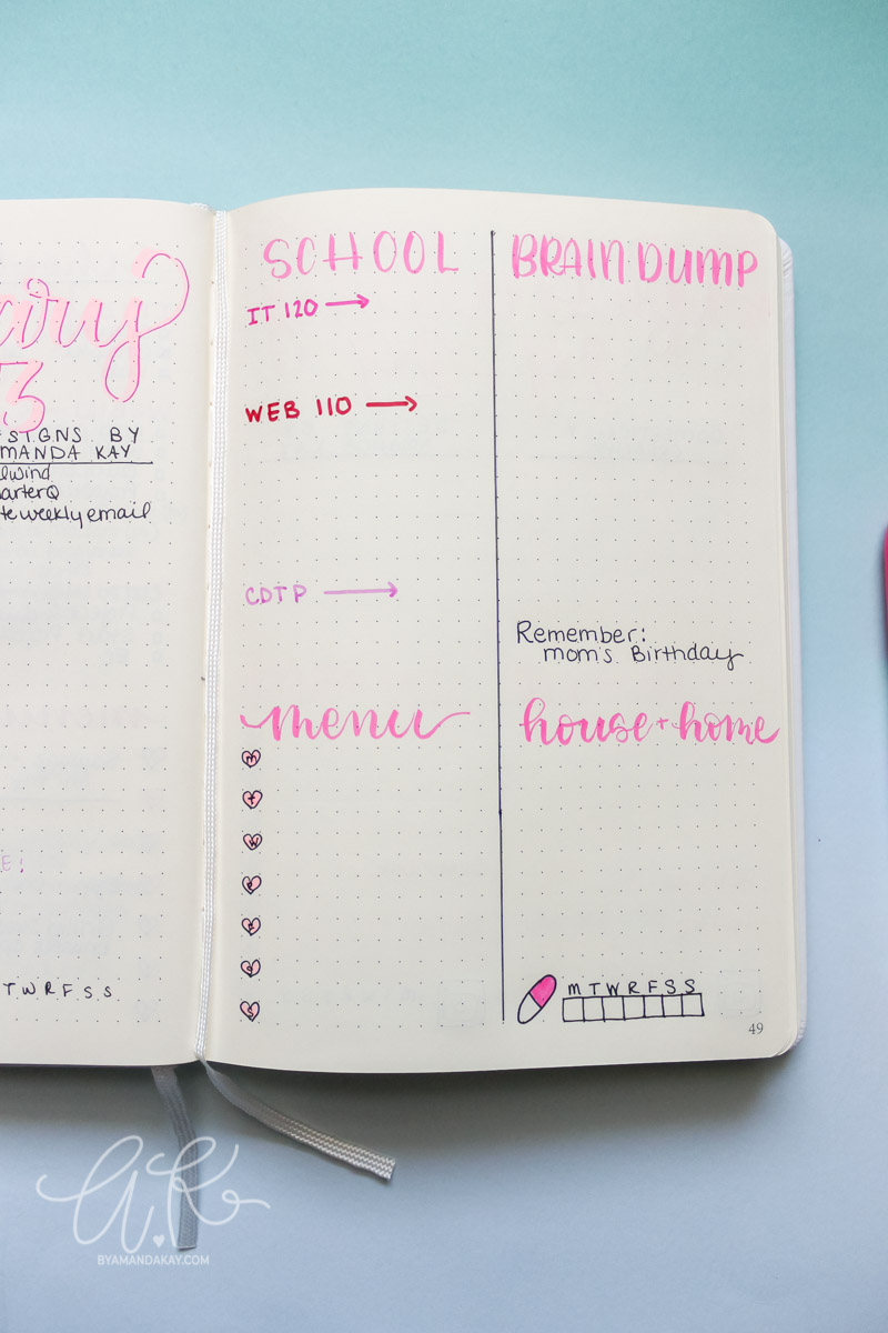 to do list weekly spread for bullet journals