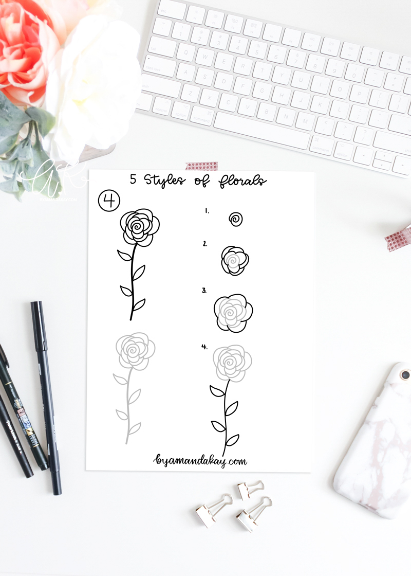 Download 5 Styles Of Floral Doodles Free Printable Worksheet By Amanda Kay