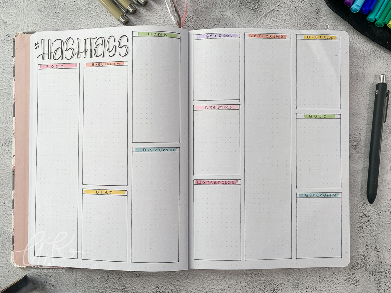 bullet journal hashtag list